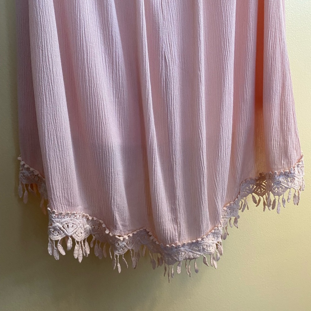EUC Jella Couture Blush Pink Lined Crinkle Material Dress, w/Straps and Backless - Picture 3 of 16